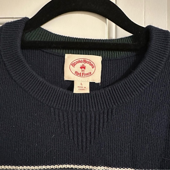 Brooks Brothers blue and white stripe sweater size large - Picture 4 of 4